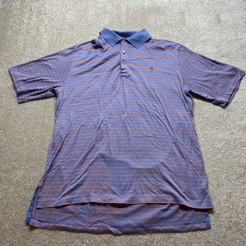 Polo Golf Ralph Lauren Polo Shirt Mens Large Blue Orange Striped Pima Cotton